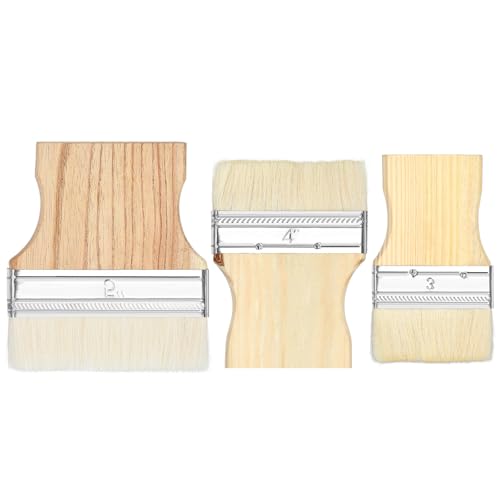 3 PCS Large Paint Brush, Stain Brushes Wide Flat 3/4/5 Inch Paintbrushes Soft Art Brushes Paint Brush Comb for Acrylic Painting Artist Canvas Painting Walls Deck