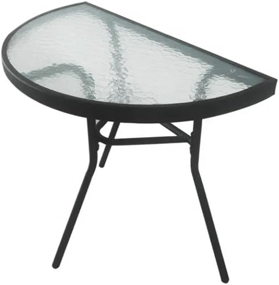 Halbrunder Balkontisch 70 × 40 cm Schwarz – platzsparender Wandtisch mit Sicherheitsglas – ideal für schmale Balkone &amp; kleine Terrassen