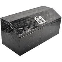 30"x 13.2"x 13.5" Aluminum Truck Tool Box, Heavy Duty 5 Bar Tread Trailer Tongue Storage Box with T-Handle Latch and Keys, Waterproof Black