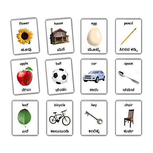 Image of Kannada English Bilingual Flash Cards | Montessori Cards | Laminated Flash Cards | Early Education (Alphabets)