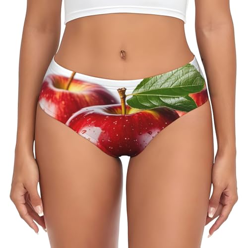 STVYUKL Red Apple Fruit Womens Underwear Cotton High Waist Briefs For Women Full Coverage Breathable Stretch Ladies Panties Small