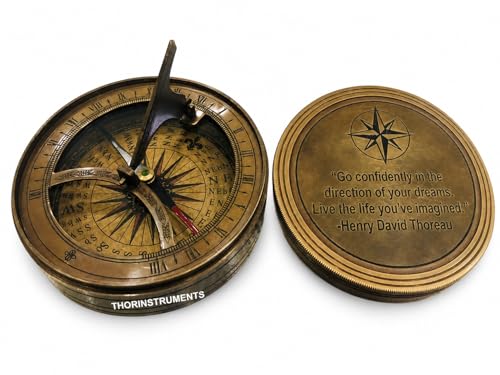 Brújula reloj de sol vintage de bronce 18th century miniatura 2