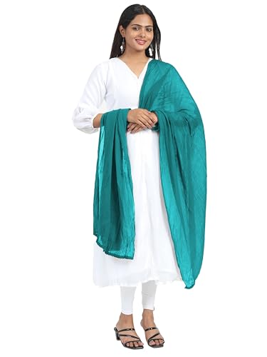 Image of Miraan Solid Pure Cotton Dupatta with Pom Pom Border, 2.25 meters length (DUPCOTTON)