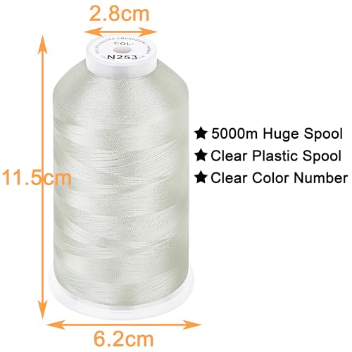 Image of New brothread - Single Huge Spool 5000M Each Polyester Embroidery Machine Thread 40WT for Commercial and Domestic Machines - Ivory White (Janome Color)