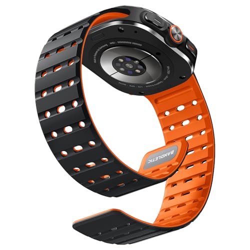 Bandletic Kompatibel mit Samsung Galaxy Watch Ultra Armband 47mm(2025/2024) Magnetisches Weiches Silikon Sport Atmungsaktiv Ersatzbänder für Galaxy Watch Ultra Armband für Herren Damen