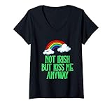 Photo Gallery donna not irish but kiss me anyway! funny st patrick s day rainbow maglietta con collo a v Photo Gallery donna not irish but kiss me anyway! funny st patrick s day rainbow maglietta con collo a v