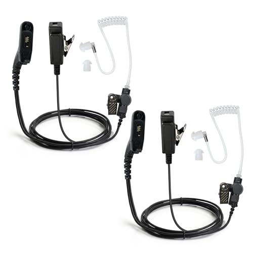 Auricular PTT tubo acústico negro para walkie talkie APX4000 y XPR7550 paquete de 2