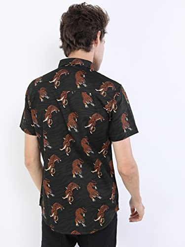 Image of KETCH Men Slim Fit Printed Half Sleeve Shirt
