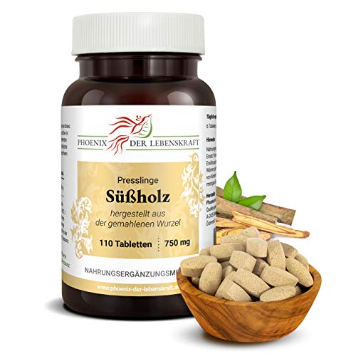 Süßholz Tabletten à 750mg (Glycyrrhiza glabra, Süßholzwurzel), 110 Tabletten, Premium Qualität, Hergestellt in Österreich, Tabletten statt Kapseln, Vegan Cover