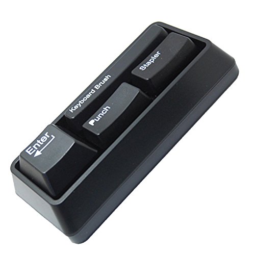 Globe Development キーボート の形をした キーボード ステーショナリーセット ( クリップホルダー パンチ ホッチキス キーボードブラシ ) ブラック