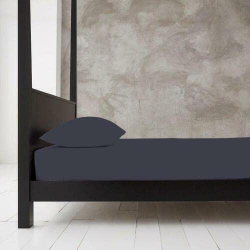 Fitted Sheet 40cm Extra Deep Pocket Super King Bed Size Charcoal Easy Care Poly Cotton, Soft, Wrinkle-Free (Super King charcoal)