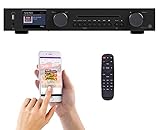 Audio-Receiver zum Anschluss an eine HiFi- oder Stereo-Anlage • Bluetooth 4.2 für kabellose Musik-Übertragung von Smartphone, Tablet-PC und Bluetooth-fähigen Audiogeräten • Musik-Wiedergabe von USB-Stick bis 32 GB (bitte dazu bestellen), unterstützte Formate: MP3, WMA, AAC, FLAC • 360° ausrichtbare WLAN-Antenne • Tolle Extras: Favoritenlisten-Pflege über Webinterface, Wecker mit 2 Speicherplätzen für Weck-Funktion per Radio oder Weckton, Ausschalt-Timer