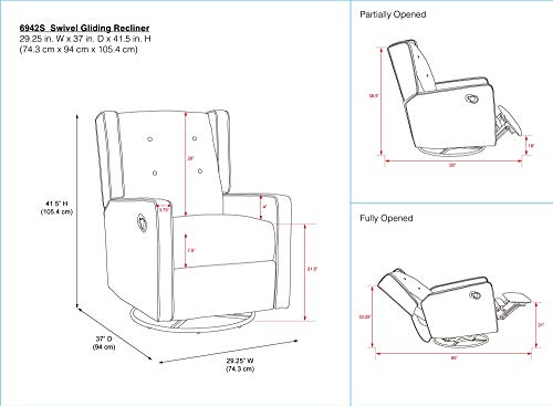 Baby Relax Mikayla 4-in-1 Swivel Glider Rocker Recliner Chair, Gray Microfiber