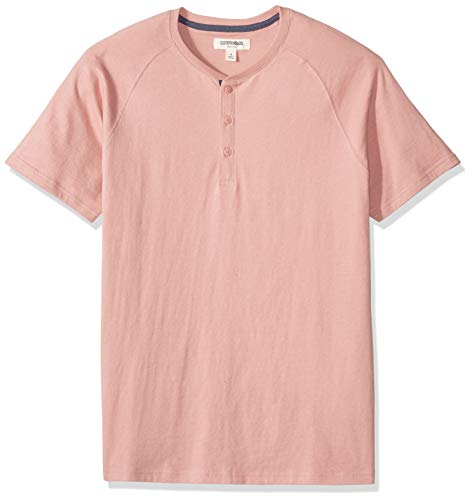 Amazon Brand - Goodthreads Men's Short-Sleeve Sueded Jersey Henley, Pink, Medium Tall