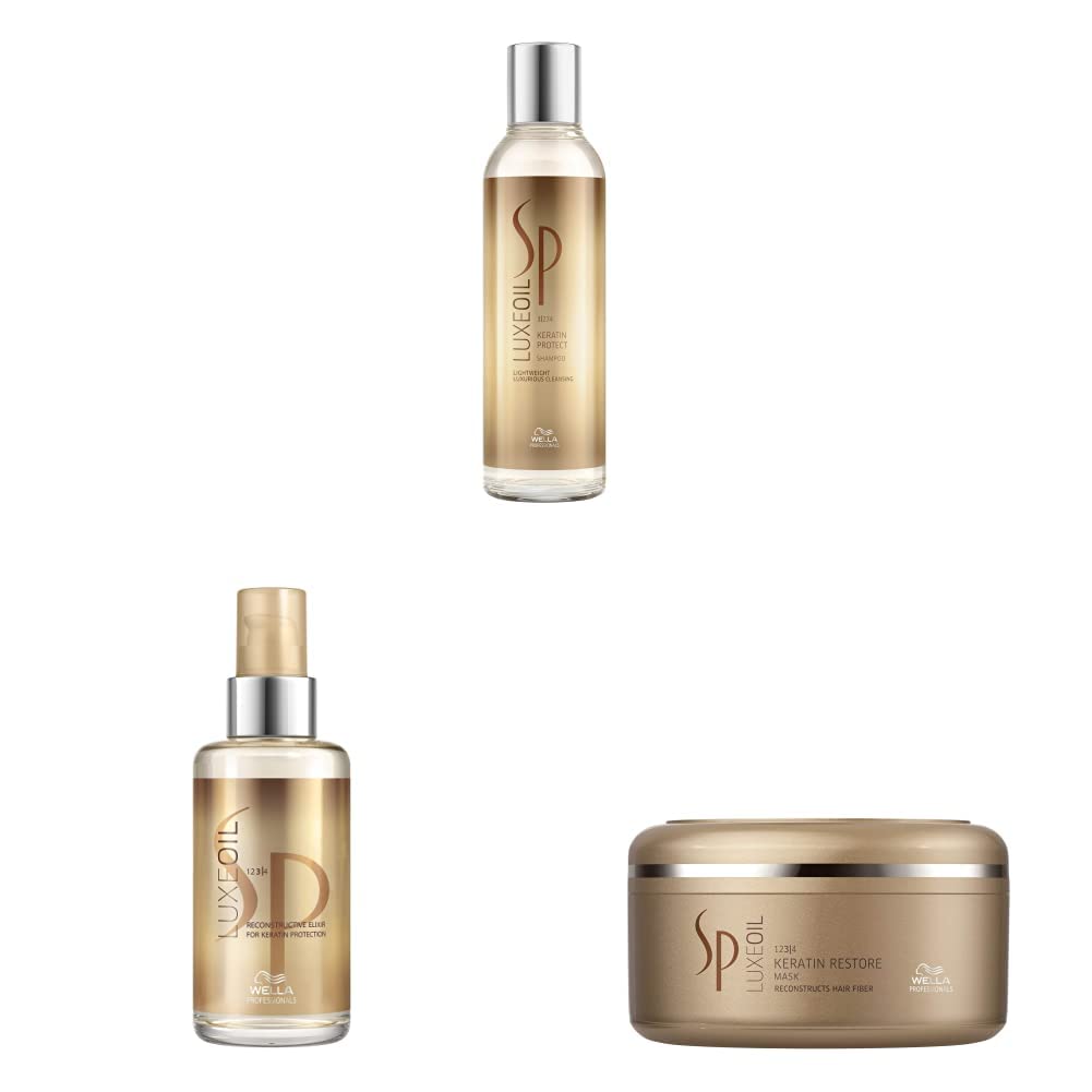 WELLA LuxeOil Regime for Keratin Protection - Shampoo 200ml, Mask 150ml and Elixir 30ml set-image-11