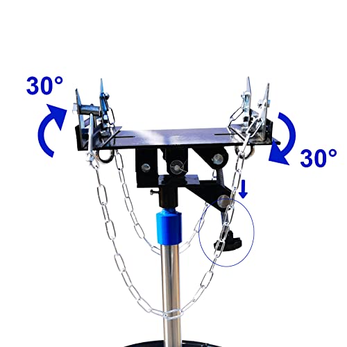 Hydraulic Jack Transmission Floor Jack 1100Lbs, 2 Stage High Lift Transmission Jack, 360° Swivel Wheel Lift Hoist With Brakes, Blue #TOP4