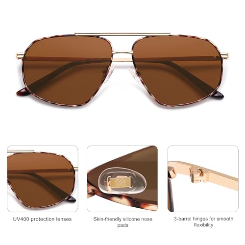 Image of SOJOS Retro Hexagon Aviator Sunglasses for Women Men Trendy Vintage UV400 Protection Shades SJ1200