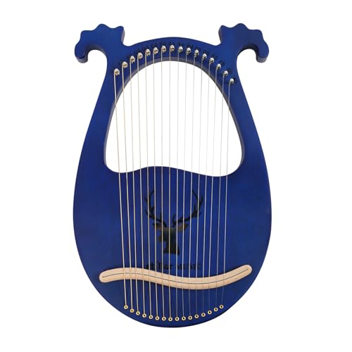 Modern Vintage Instrument Harfe,16 Stahlsaiten Stimmschl Pickup Set,Komplettes Zubehör,Griffe aus Geweih,für Kinder, Anfänger, Erwachsene, Bands, Profis und mehr