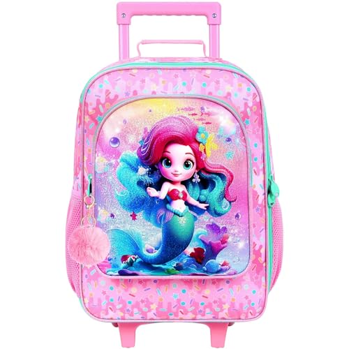 Image of CCJPX Kids Luggage for Girls, Mermaid Rolling Travel Carry on Suitcase for Toddler Children with Wheels(Pink)