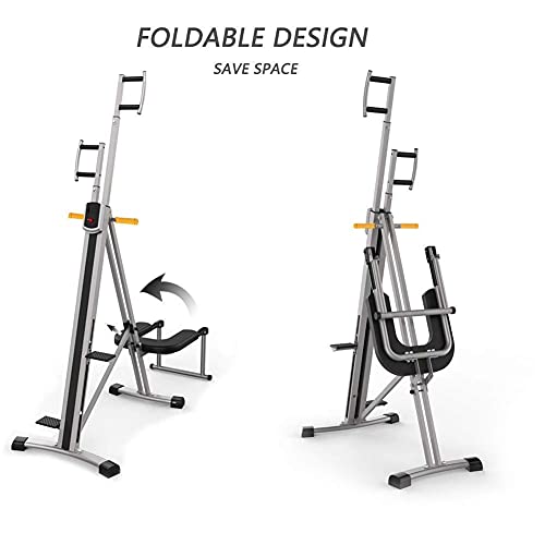 Image of Vertical Climber Multifunction Folding 2 in 1 Climbing Stepper-Total Body Workout- Legs Arms Abs Calf-Adjustable Height&