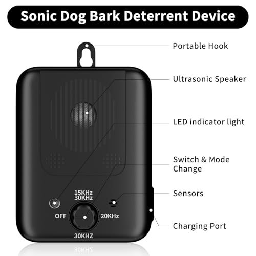 Anti Bell Gerät Hunde, 3 Modi Antibell Ultraschall Gerät, 33 Fuß Stopp Hundebell Gerät, IPX4 Wasserdichtes Anti-Bell-Mittel für Hunde das Training Großer Kleiner Hunde im Freien Innenbereich Antibell