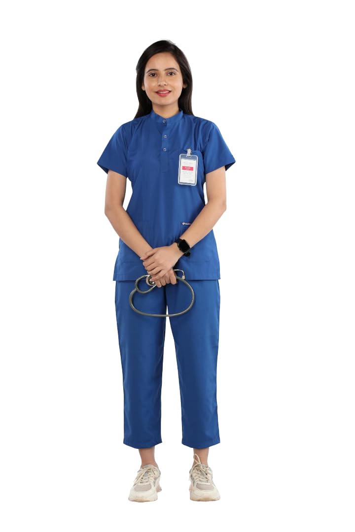 Solution Essential Women's 5-Pocket Scrub Suit | Top & Bottom | Half Sleeves | Manderian Collar | Polyviscose Fabric | Comfortable |Uniform for Doctors, Nurse & Dentist-image-38