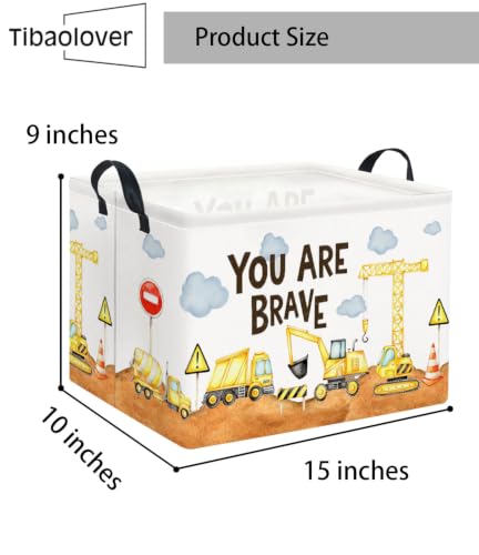 Image of Rectangular Kids Storage Basket Baby Gift Basket Cute Toy Storage Bin Organizer Shelf Book Basket Room Decor(Excavator)