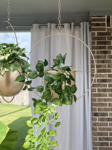 Shineloha 2er Set Blumenampel Hängend Innen, Metall Blumenampel Gold – Ansicht 5