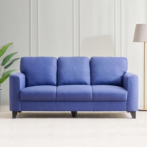 Image of Home Centre | Helios Phantom Fabric 3-Seater Sofa | Sofa for Living Room | Solid Wood | Blue | 1 Year Warranty