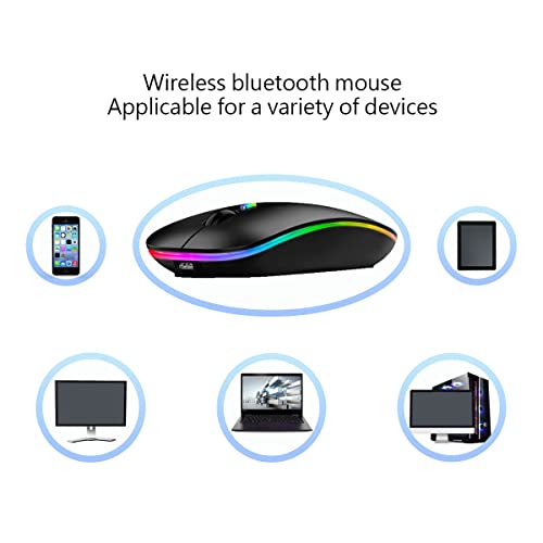 Wireless Bluetooth Mouse,Led Rechargeable Slim Silent Laptop Mouse,Portable(Bt5.2+Usb Receiver)Dual Mode Computer Mice,Quick Precise Responsiveness Control Laptop,Desktop Computer,Tablet,Phone.(Black) #TOP6