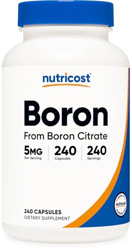 Nutricost Boron Capsules 5mg 240 Vegetarian Capsules - Gluten Free and Non-GMO