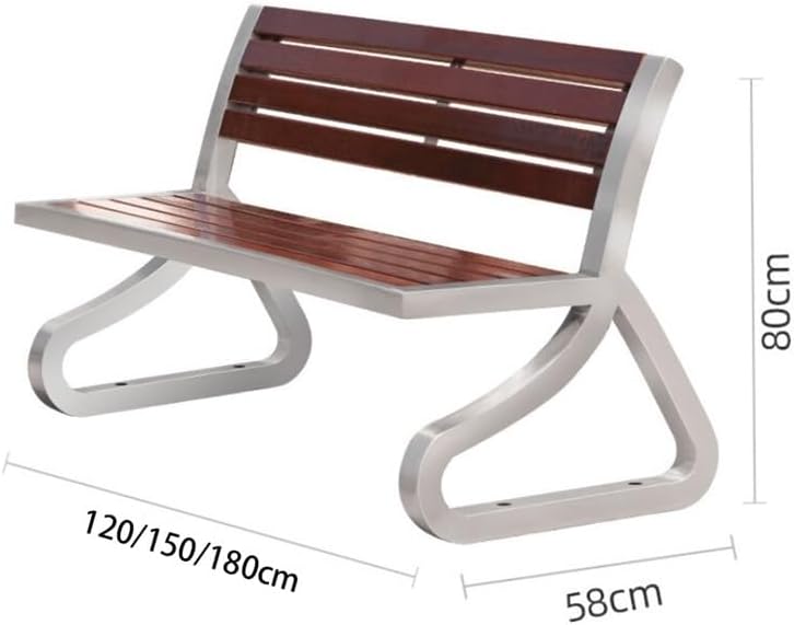 Outdoor Bench, Stainless Steel Park Bench, Outdoor Wooden Seat for Garden, Patio, Yard Garden Bench(120cm)