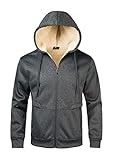 igeekwell Casual Herren Sweatshirt Kapuzenpullover mit Reißverschluss Hoodie Fleecejacke für Männer Heavyweight Fleece Dicke Sherpa Gefüttert in vielen Farben,Einfarbig(0022 Grau M)