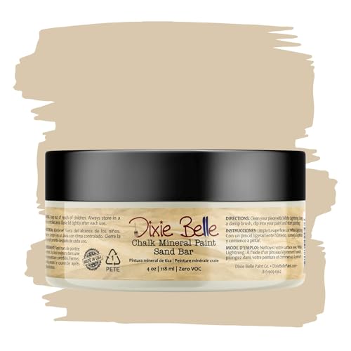 Dixie Belle Paint Company Chalk Finish Furniture Paint - Sand Bar (4oz) - Matte Neutral Tan Chic Chalk Mineral DIY Furniture Paint