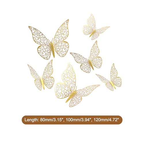 Set de 72 adhesivos de mariposas 3D para pared color dorado miniatura 2
