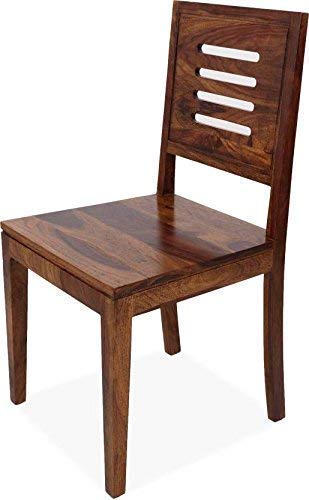 Image of Solid Sheesham Wood Dining Chairs Only | Wooden Set of 2 Dinning Chair for Kitchen & Dining Room | Rosewood, Natural Teak Finish