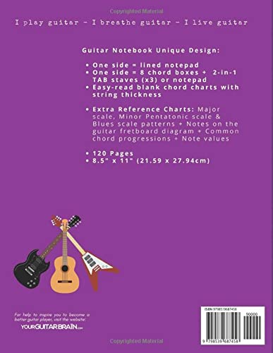 Plays Guitar & Loves Dogs (Guitarist Notebook): Unique Design Lined Journal & Chord Boxes + 2in1 Tablature or Notepad | Blank Practice Planner | Gifts ... (Guitar Notebooks & Guitarist Accessories) image 3