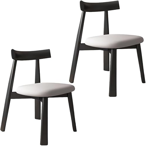 Miniatura 60 de YVYKFZD Sillas de comedor de madera maciza, sillas de cocina de mediados de siglo, silla de comedor sin brazos, silla tapizada de cuero, para Negro