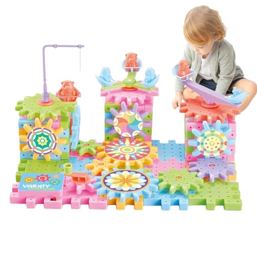 Generisch Juego de Juguetes de Ladrillos eléctricos - Bloques de Engranajes anidados Reutilizables | Juego de construcción educativa para niños, de Aprendizaje Creativo 3 años+, Actividad