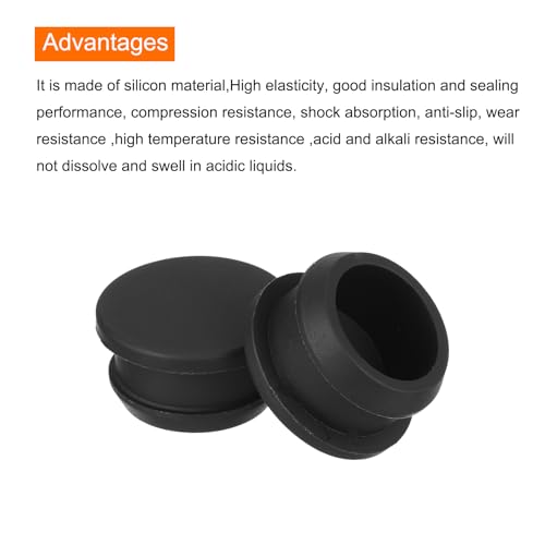 Image of MECCANIXITY Silicone Snap in Locking Hole Plugs,Rubber Panel Seal Cover Flush Type Panel Round for Kitchen Rubber Bulkheads Waterproof Sealing Plugs 21mm /0.83 Inch Diameter Black,Pack of 4