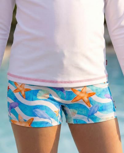 Image of City Threads Girls Swim Shorts, UPF 50+ Swim Pants for Girls, Made in USA Swimsuit Shorts