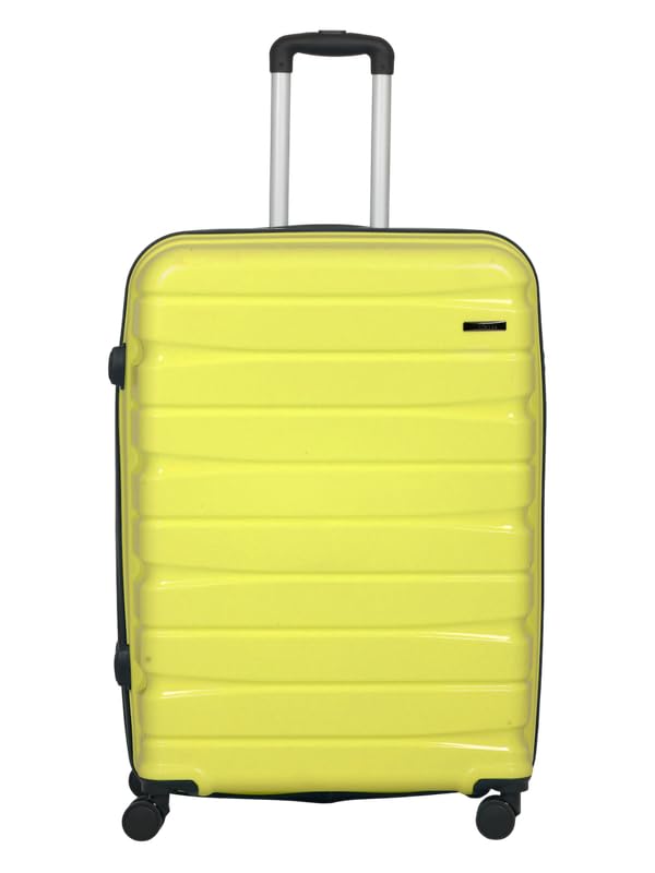 Image of Teakwood Large Check in Size 8 Wheels Trolley Bag, Hard Cabin with Zipper Closure, Adjustable Push Button & Cross Side Strap, TSA Lock System 360 Degree (Large Check in Size, Lime Green)