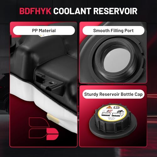 Image of BDFHYK Engine Coolant Expansion Reservoir Overflow Tank Compatible with F250 F350 F450 F550 Super Duty Excursion 5.4L 6.0L 6.8L V8 V10 2003 2004 2005 2006 2007 Replace 603-217 3C3Z8A080AE 6C3Z8A080B