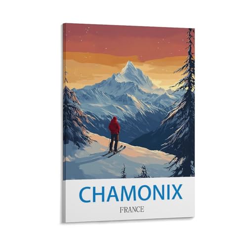 Affiches de voyage vintage Chamonix France poster rétro montagne 30 x 45 cm