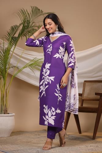 Image of ANNI DESIGNER Women Cotton Blend Kurta Pant With Dupatta