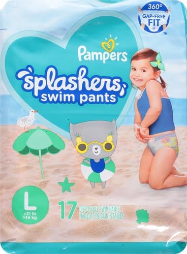 Pampers Swim Diapers - Splashers - Size 5+, 17 Count, Gap-Free Disposable Baby Swimming Pants (Pack of 6)