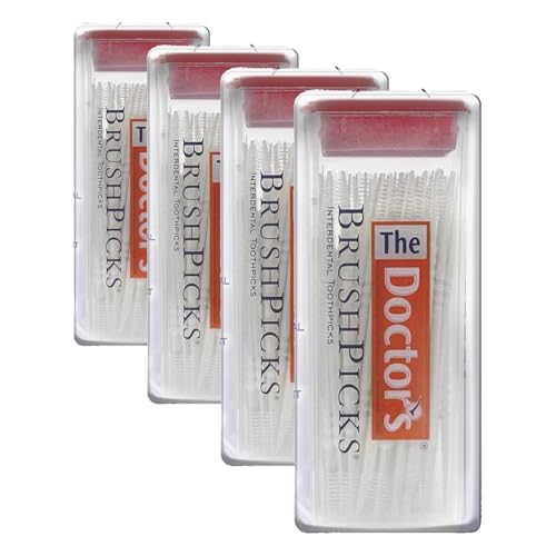 The Doctors BrushPicks, Interdental Brushes and Dental Pick 2-in-1, Plaque Remover for Teeth, 120 Toothpicks (Pack of 4)