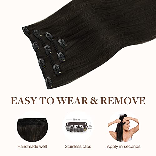 Goo Goo Hair Extensions Clip In Hair Extensions, 100% Real Human Hair, 65G 4Pcs Natural Silky Straight Hair Extensions, Long Hair For Women, Dark Brown #2 16Inch #TOP5