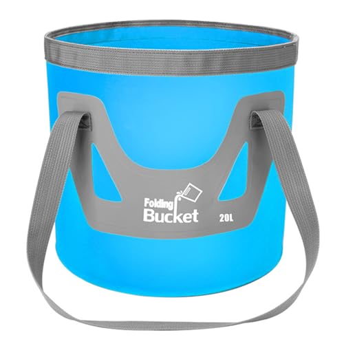 FYting Cubo Plegable,Barreño Plegable,Cubo de Camping Portátil con Asa, Resistente y A Prueba de Fugas, para Camping, Viajes, Pesca, JardíN, Playa, Lavado de Coches, Baño (Azul, 20 L)