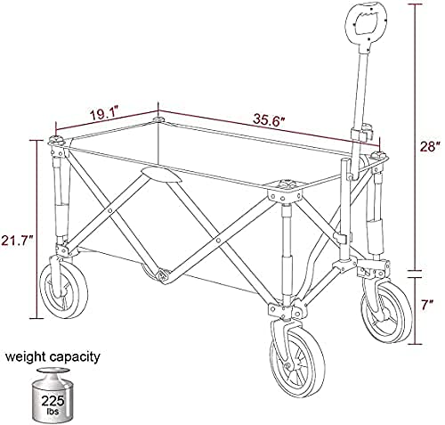 Portal Collapsible Folding Utility Wagon Cart Heavy Duty Foldable Outdoor Garden Camping Cart With Removable Fabric, Grey/Blue #TOP7